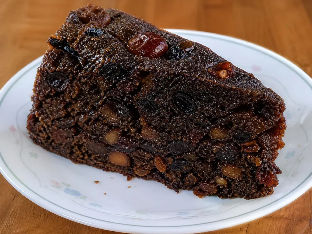 Black Cake — plated and served