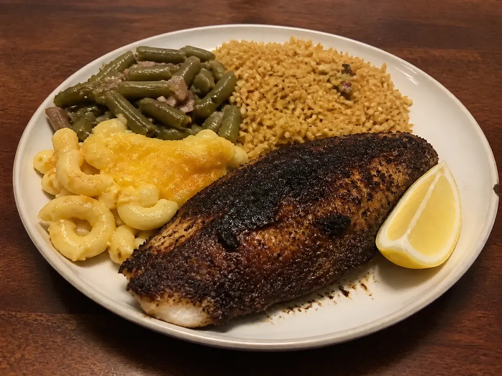 Blackened Catfish — plated and served