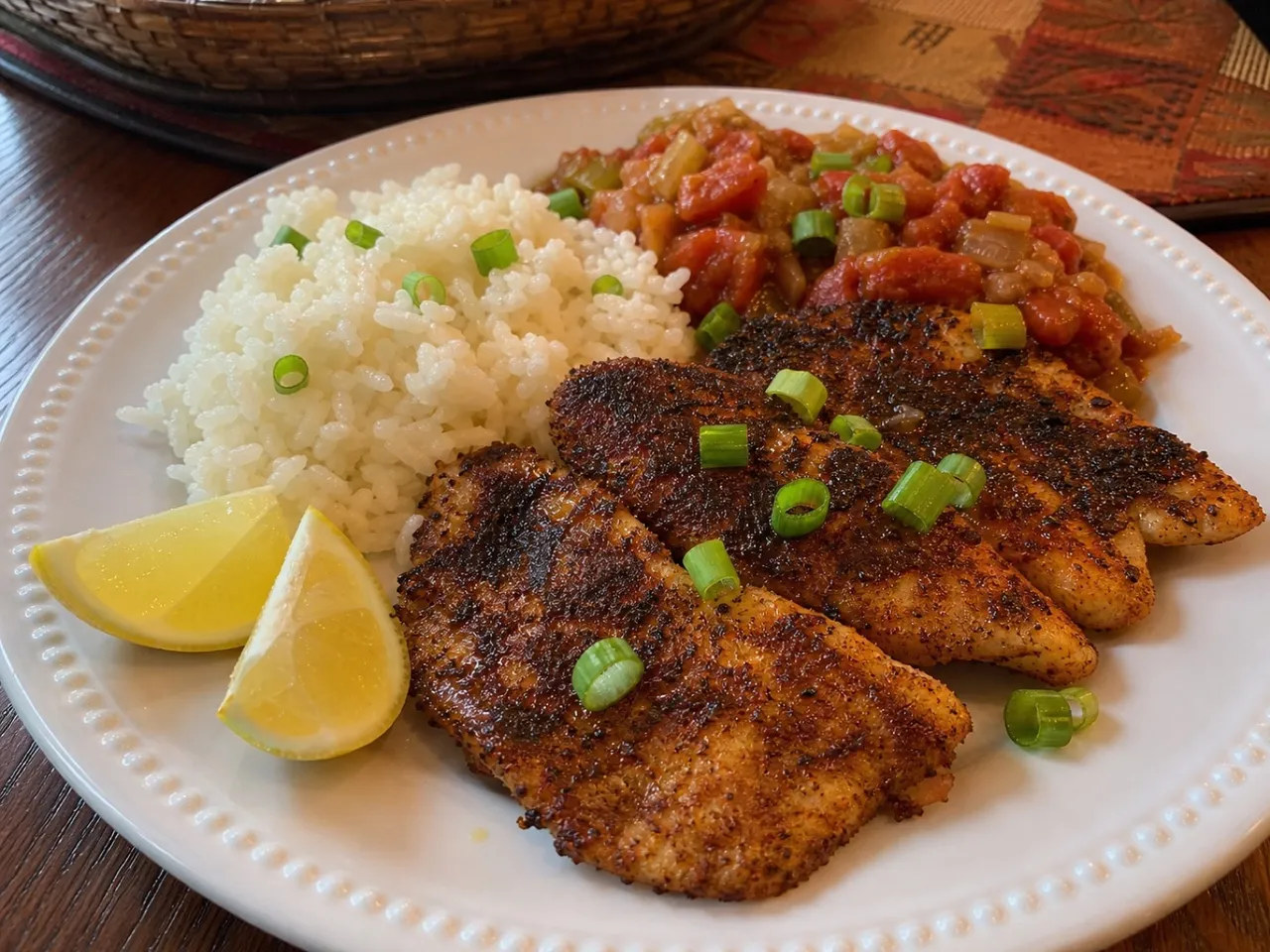 Blackened Redfish — served