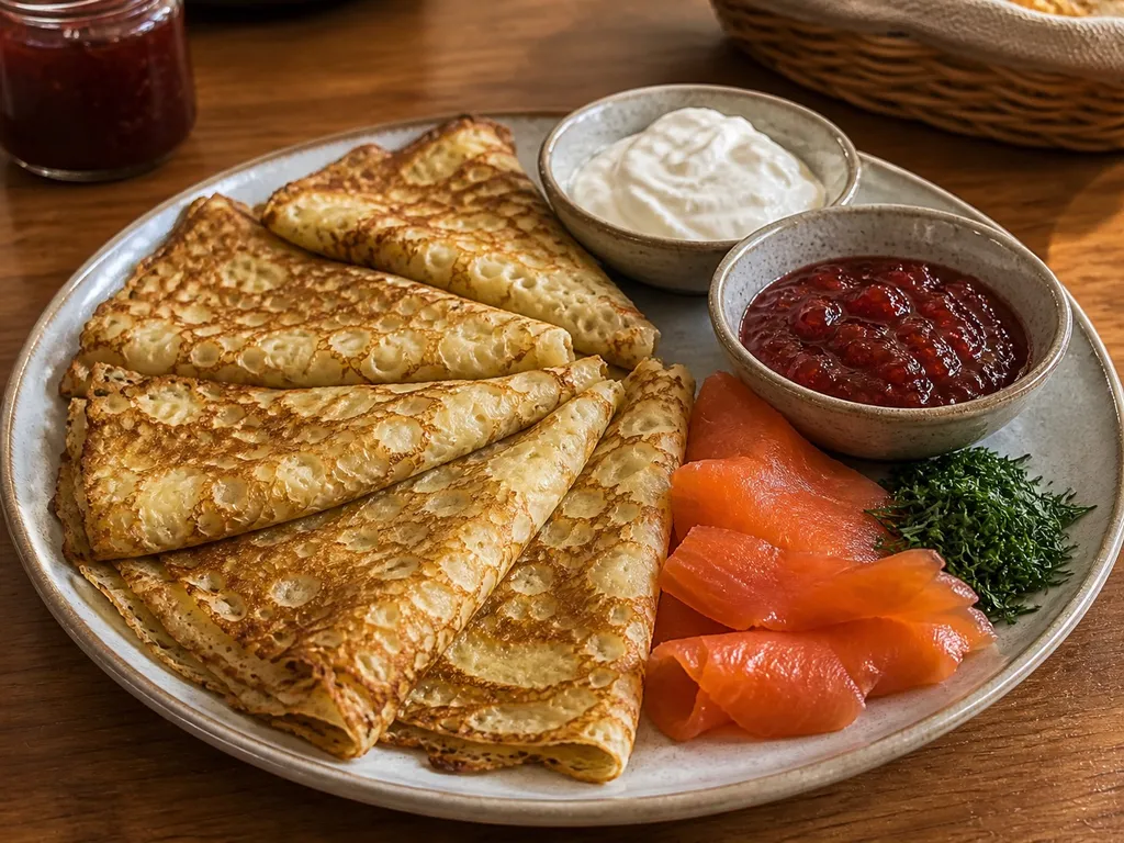 Blini — plated and served