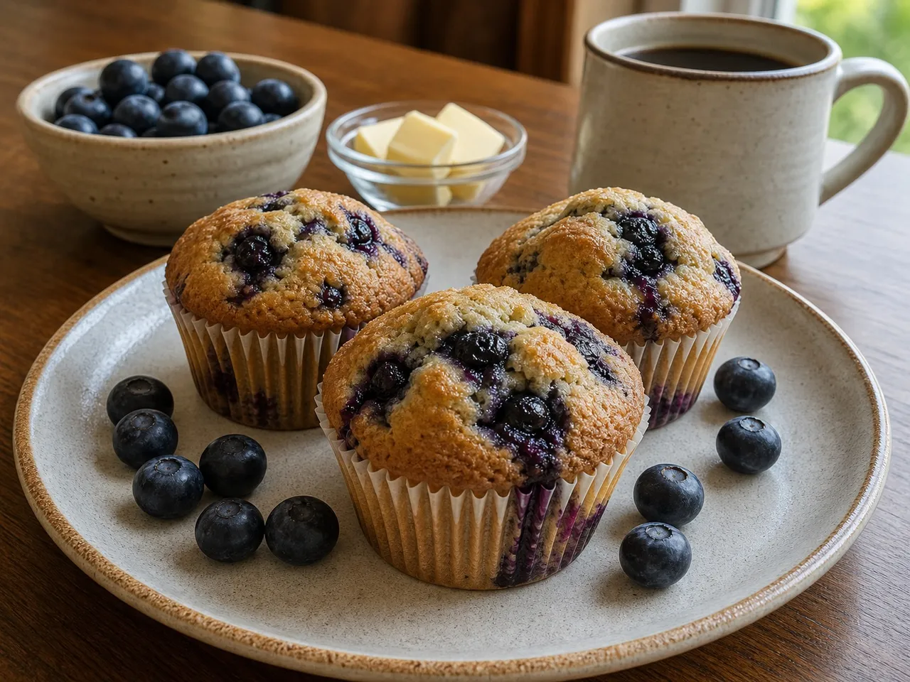 Blueberry Muffins — served