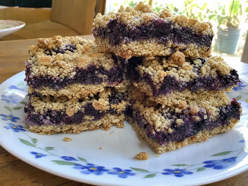 Blueberry Picnic Bars — plated and served