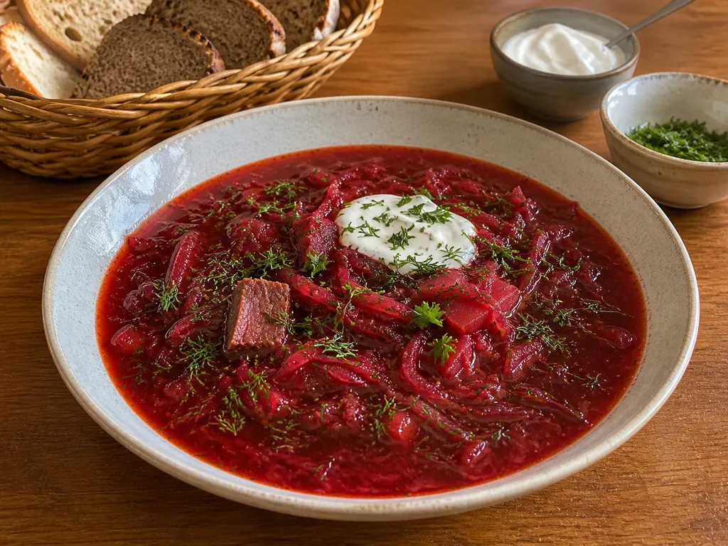 Borscht — plated and served