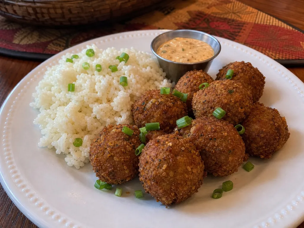 Boudin Balls — plated and served