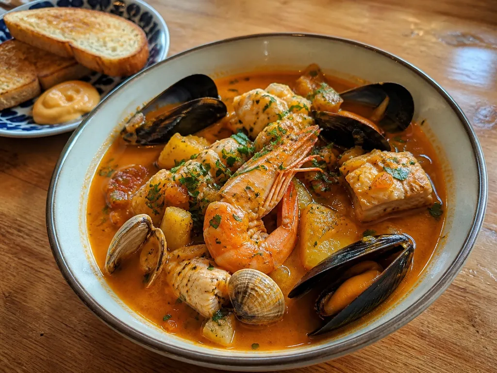 Bouillabaisse — plated and served