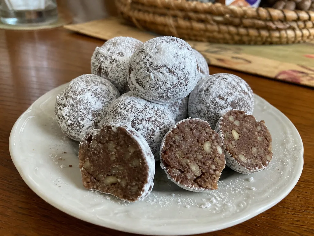 Bourbon Balls — plated and served