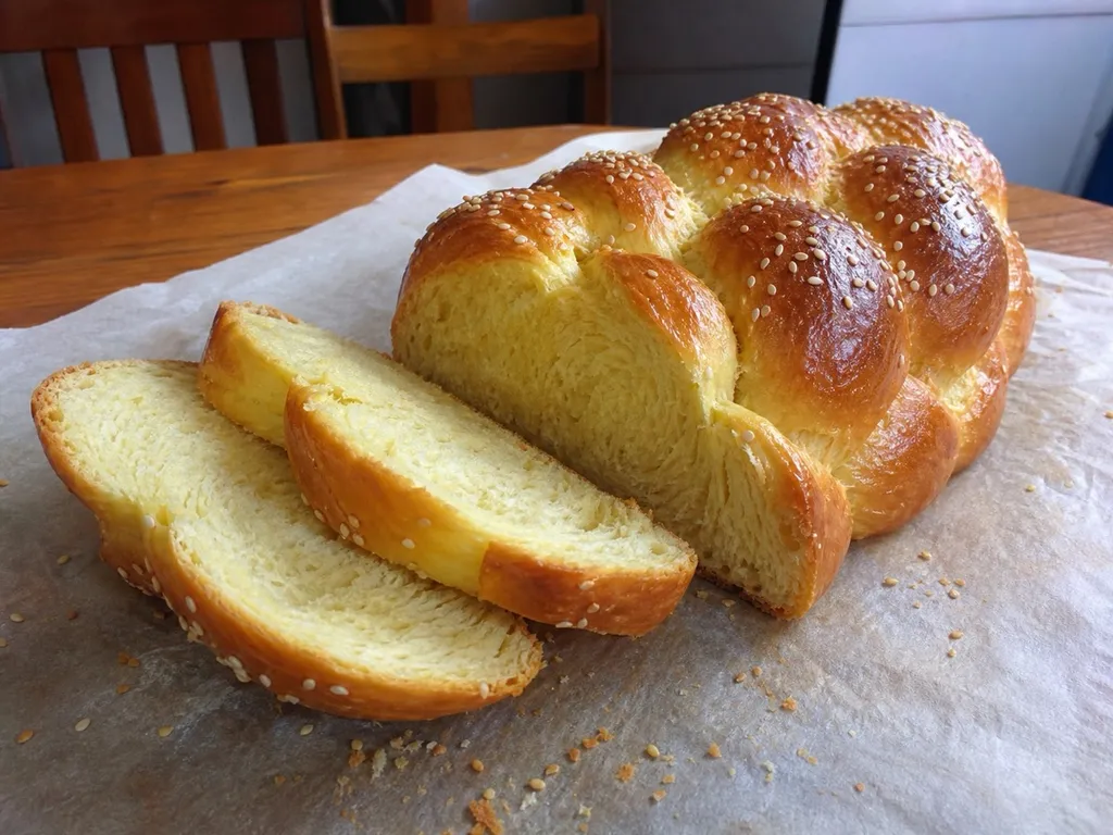 Braided Challah — plated and served