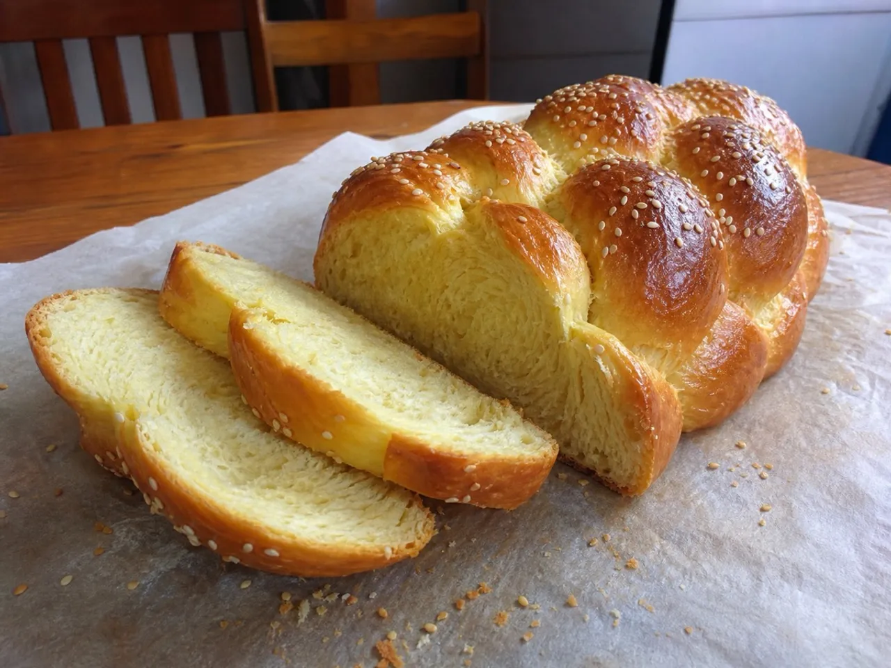 Braided Challah — served