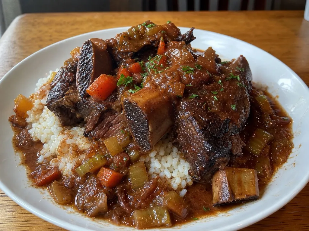 Braised Beef Short Ribs — plated and served