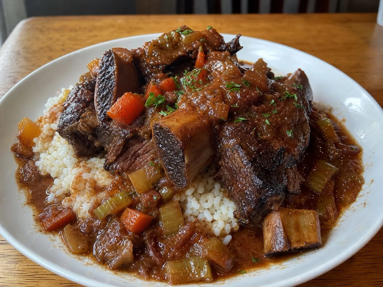 Braised Beef Short Ribs — served