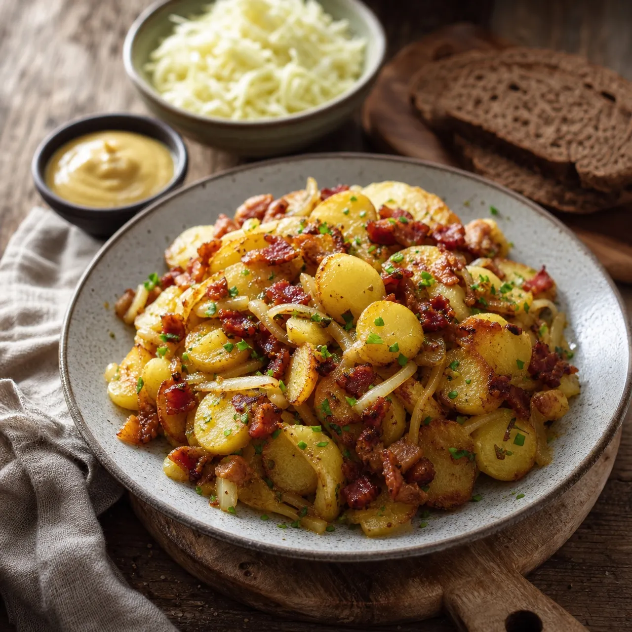 Bratkartoffeln (German Fried Potatoes with Bacon and Onion) — German recipe