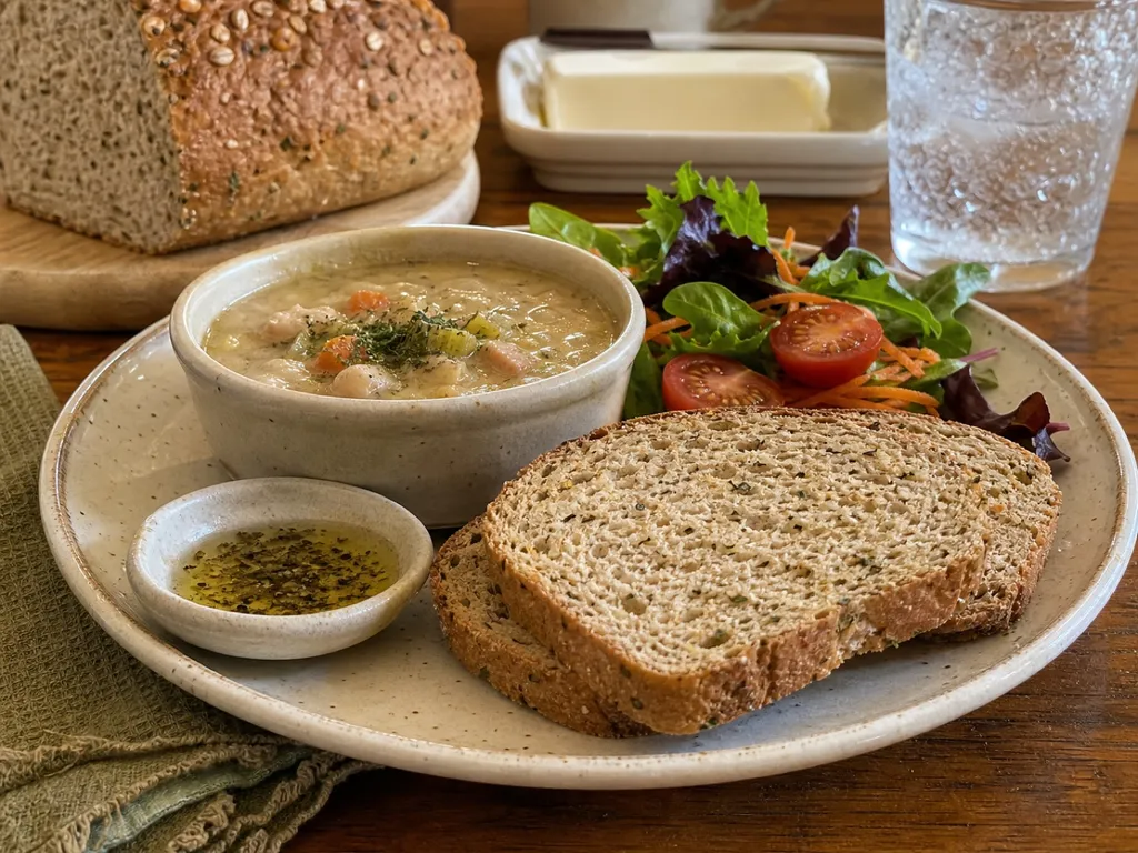Bread Machine Sage-Wheat Bread — plated and served