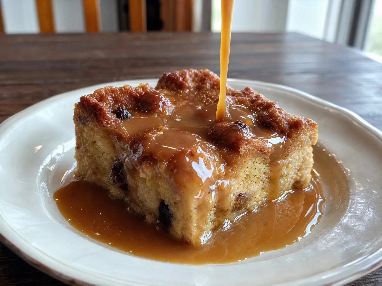 Bread Pudding with Jack Daniels Sauce — served