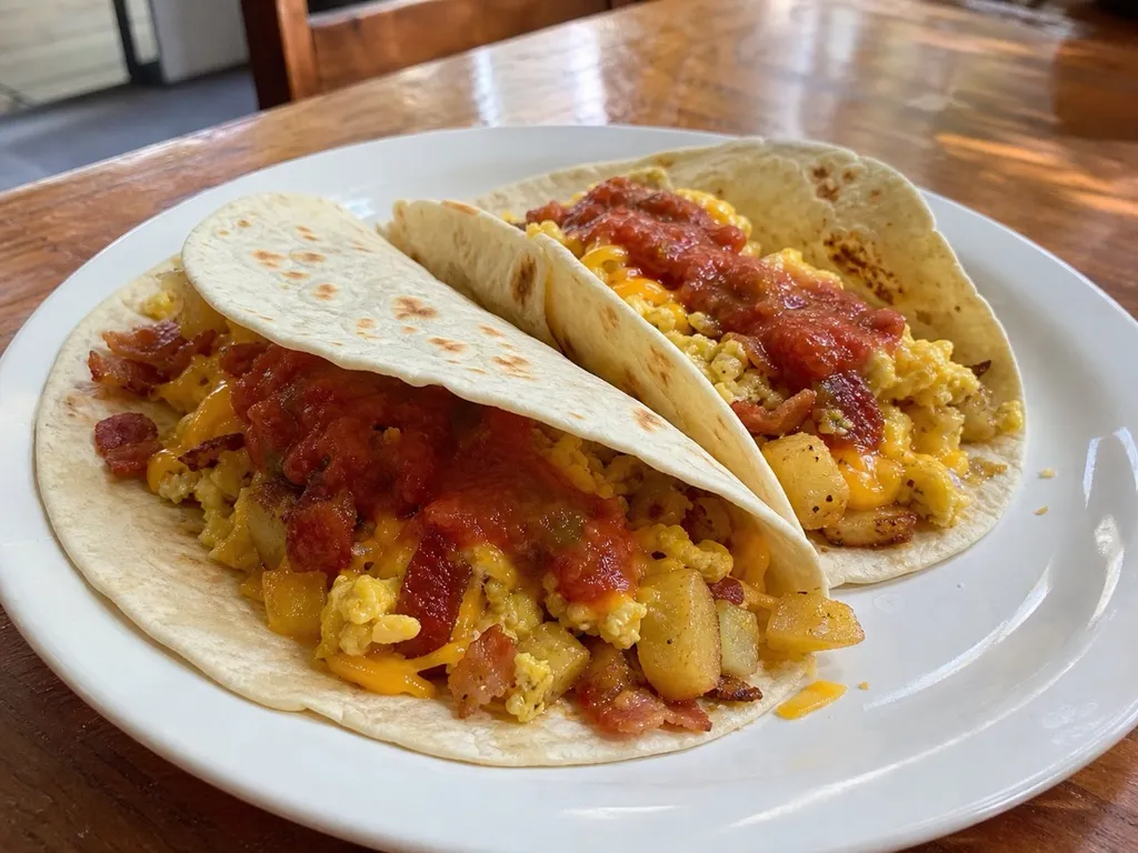 Breakfast Tacos — plated and served