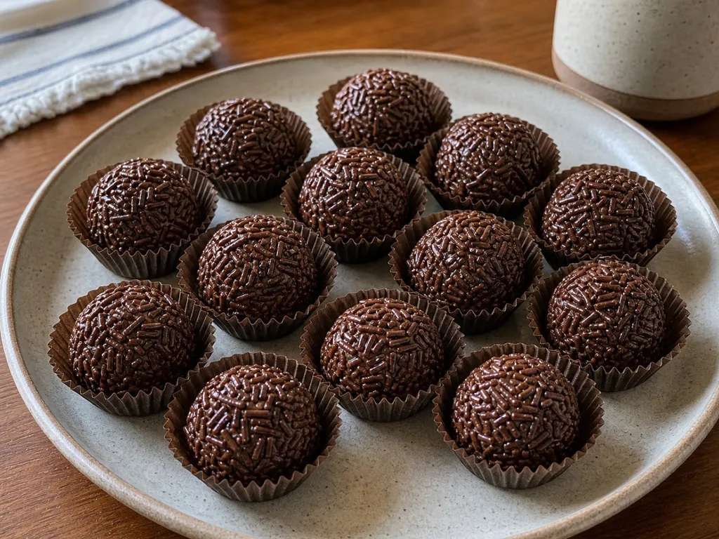 Brigadeiros — plated and served