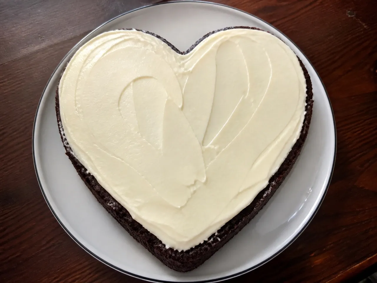 Brownie Heart Cake — served