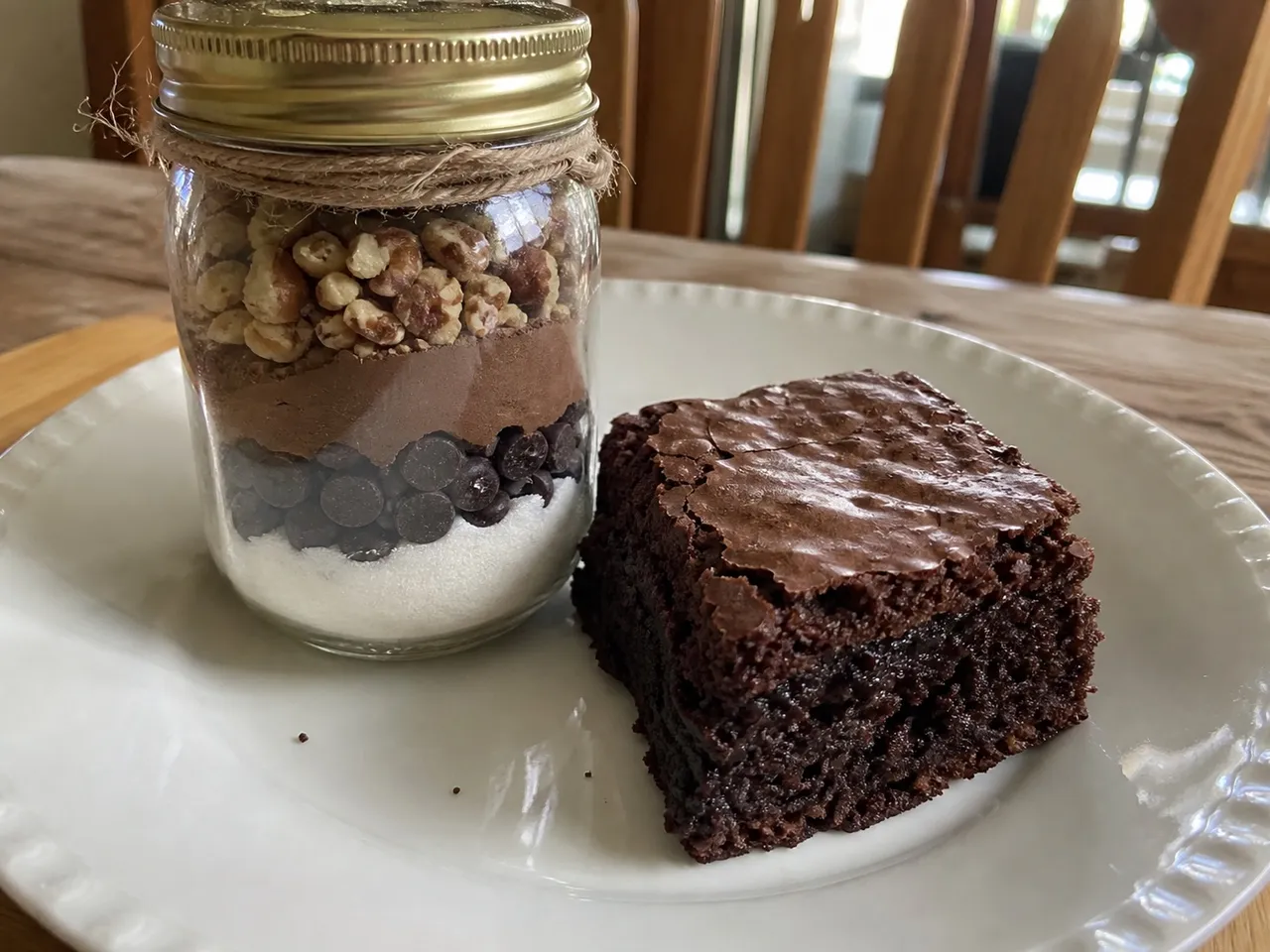 Brownies in a Jar — served