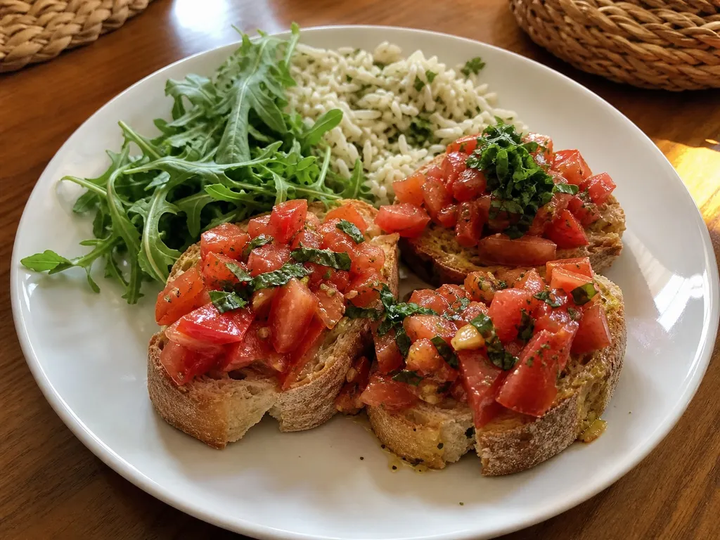 Bruschetta al Pomodoro — plated and served