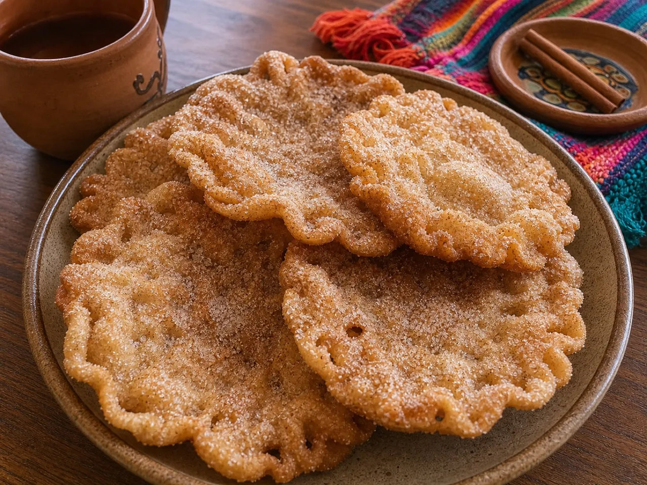 Buñuelos — served
