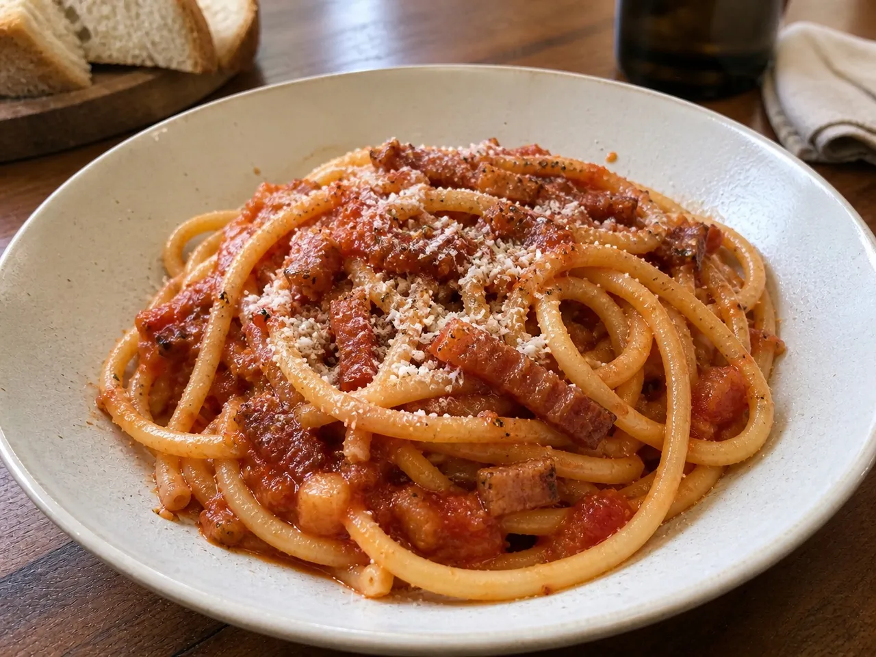 Bucatini all'Amatriciana — served