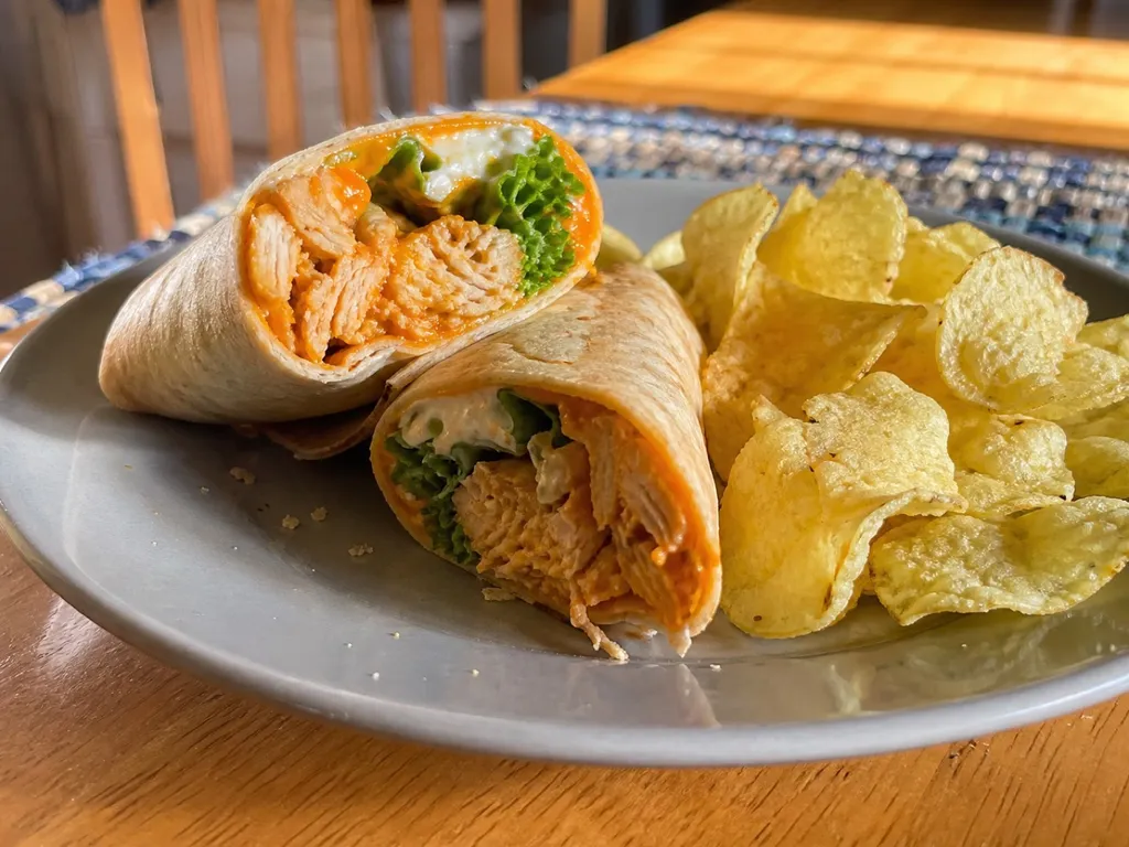 Buffalo Chicken Wraps — plated and served