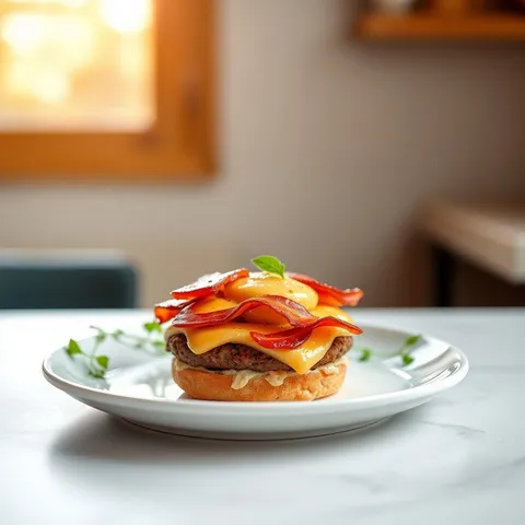 Bunless Bacon Cheeseburger
