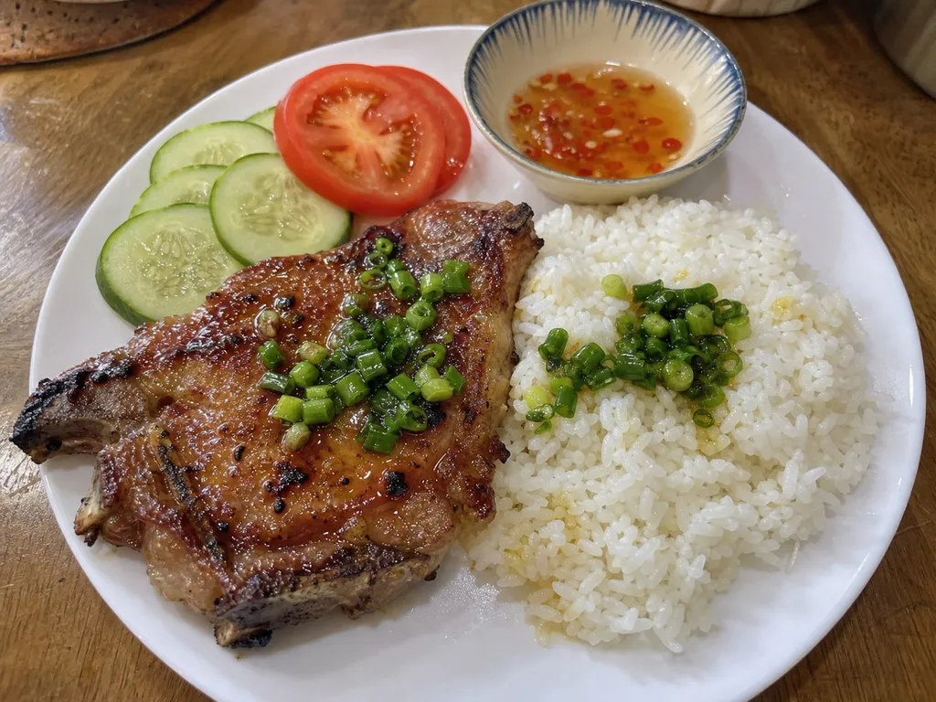 Cơm Tấm (Broken Rice with Grilled Pork) — plated and served