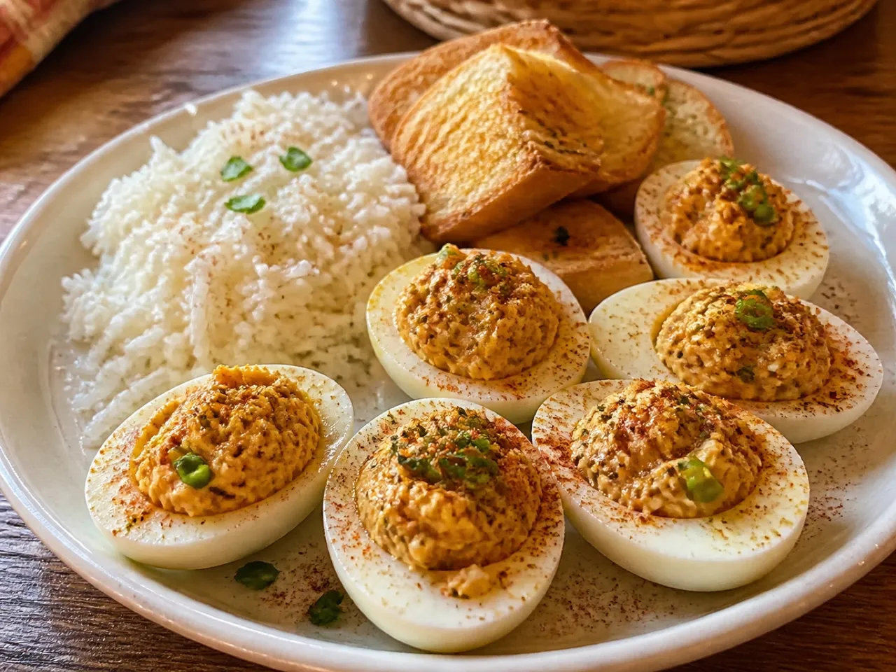 Cajun Deviled Eggs — served