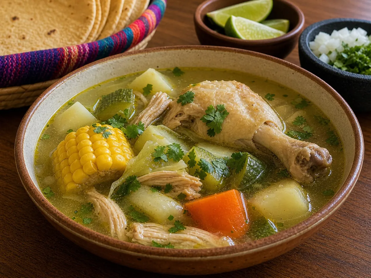 Caldo de Pollo (Mexican Chicken Soup) — served