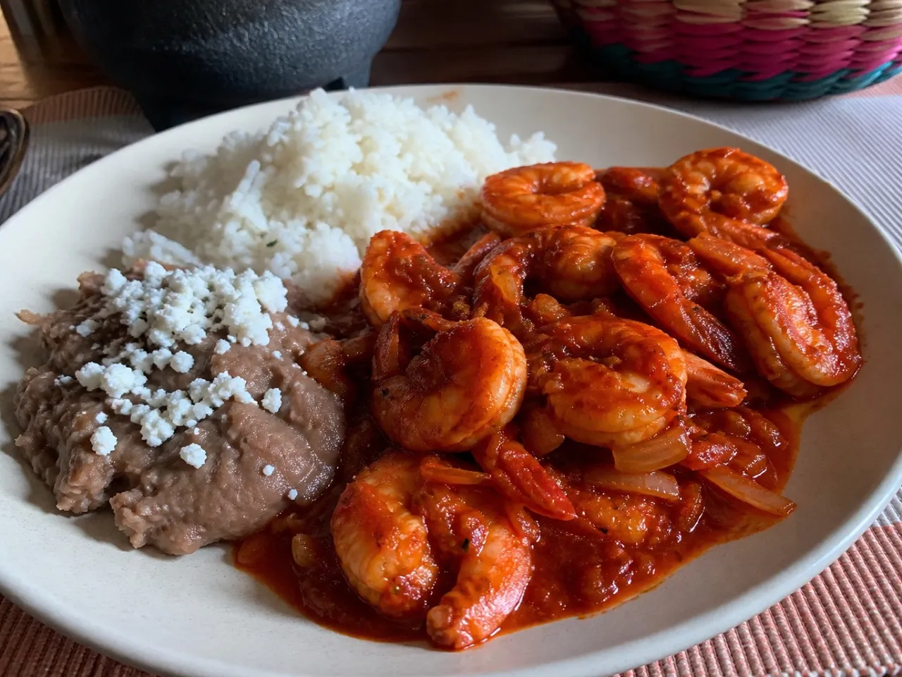 Camarones a la Diabla — served