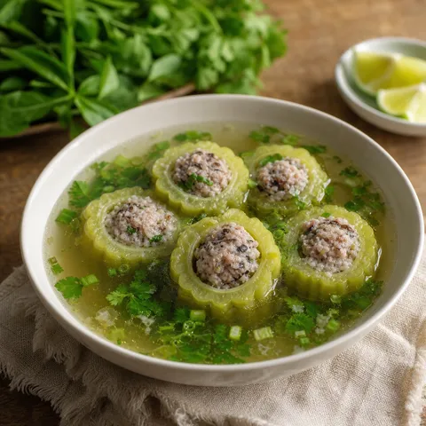 Canh Khổ Qua Nhồi Thịt (Stuffed Bitter Melon Soup) — Vietnamese recipe