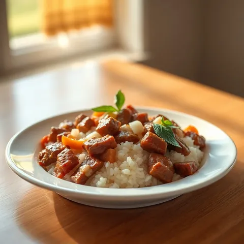 Canned Beef Stew Over Rice