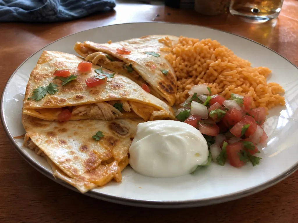 Canned Chicken Quesadilla — plated and served