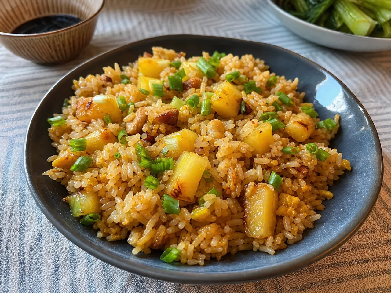Canned Pineapple Fried Rice — served