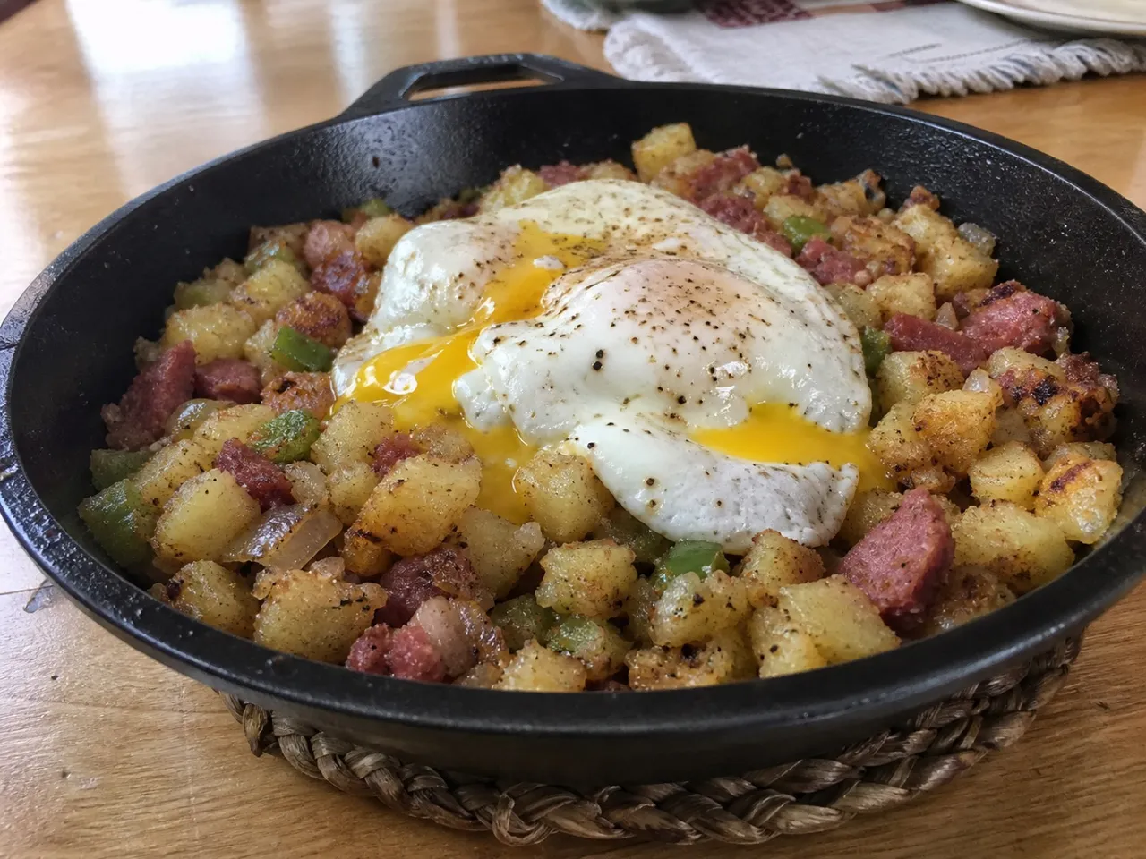 Canned Potato Hash — served