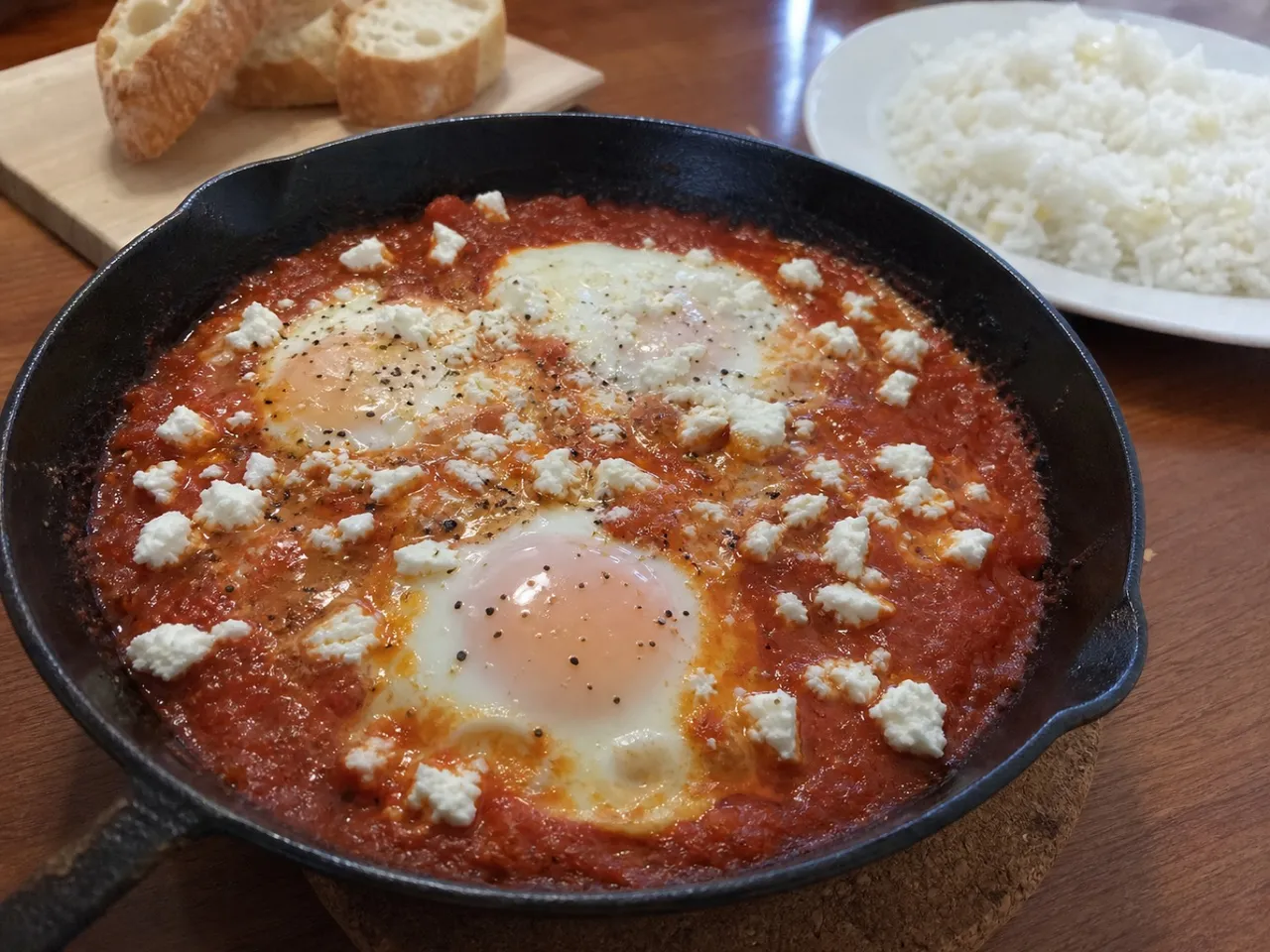Canned Tomato Shakshuka — served
