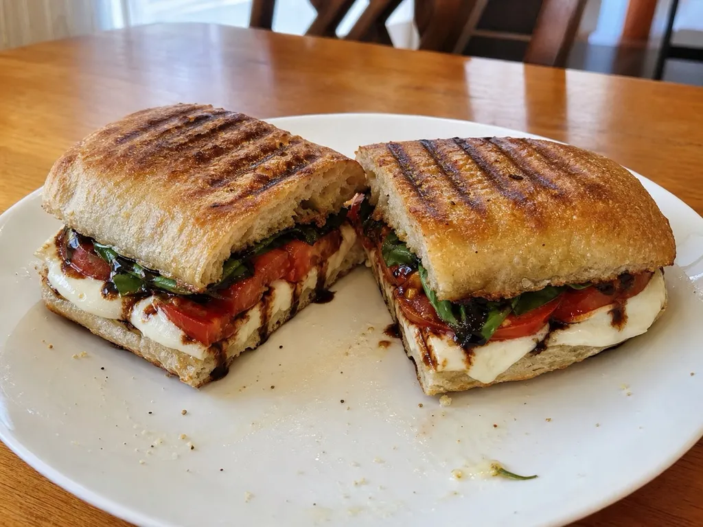 Caprese Panini — plated and served