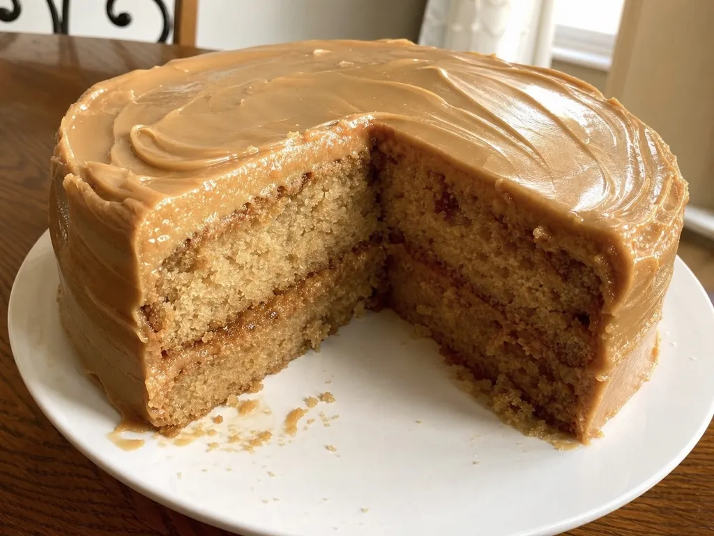 Caramel Cake — plated and served