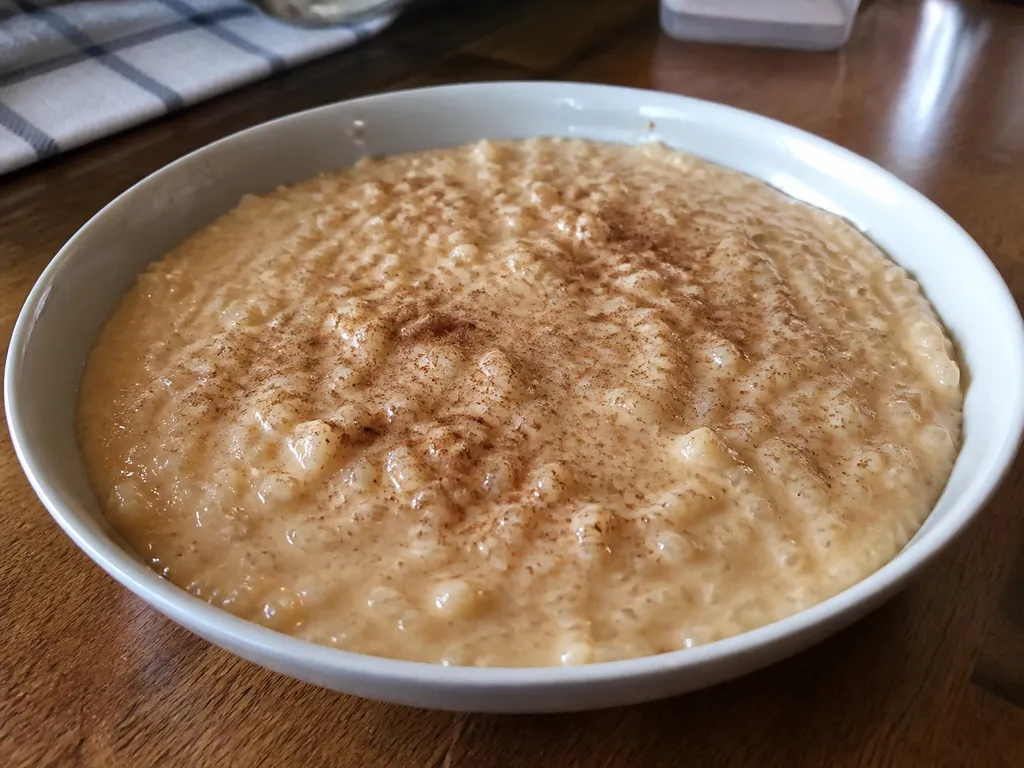 Caramel Rice Pudding — plated and served