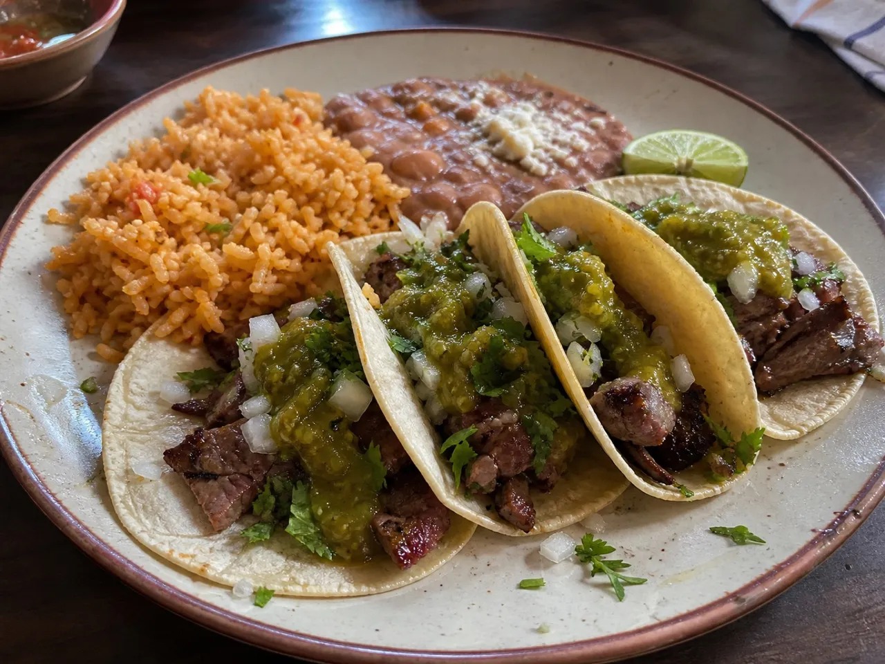 Carne Asada Tacos — served