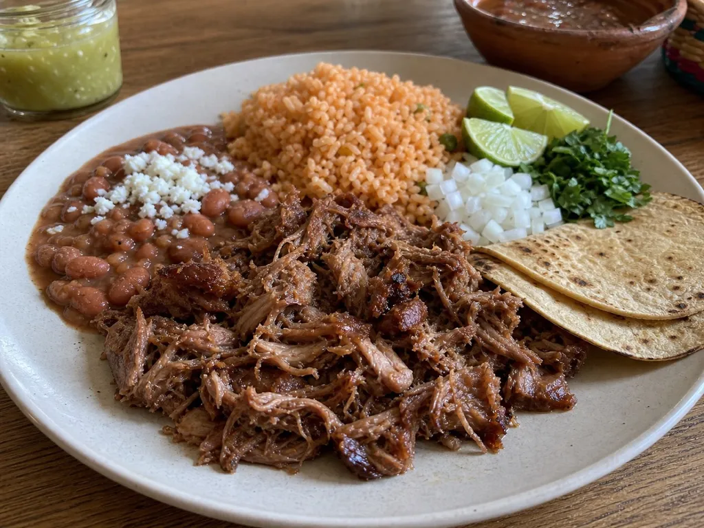 Carnitas — plated and served