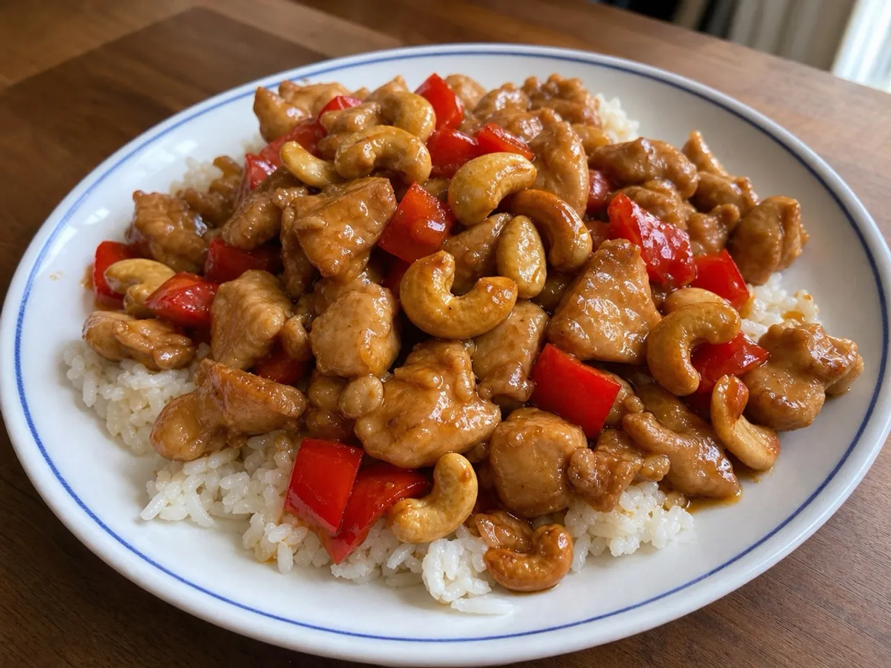 Cashew Chicken — served