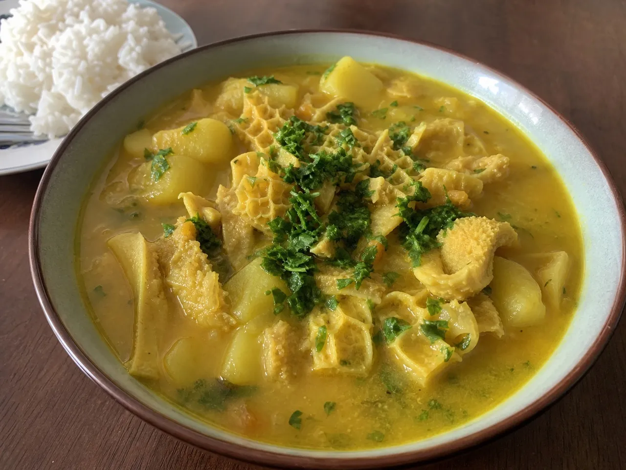 Cau Cau (Peruvian Tripe Stew) — served