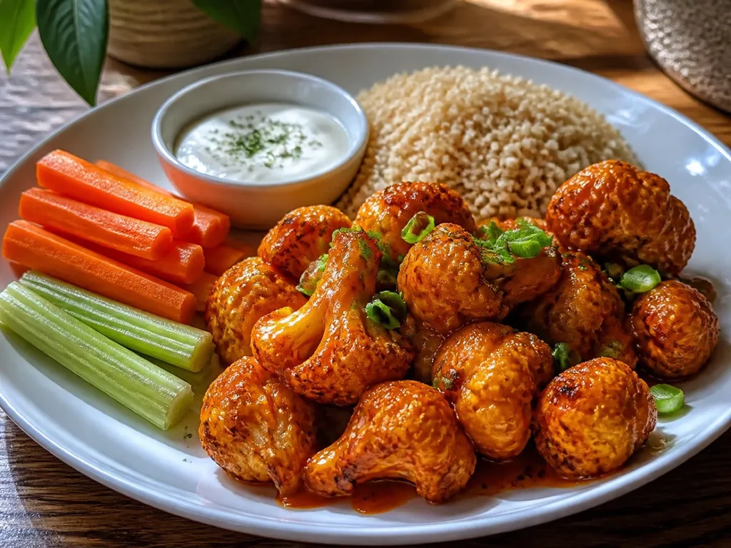 Cauliflower Wings — plated and served