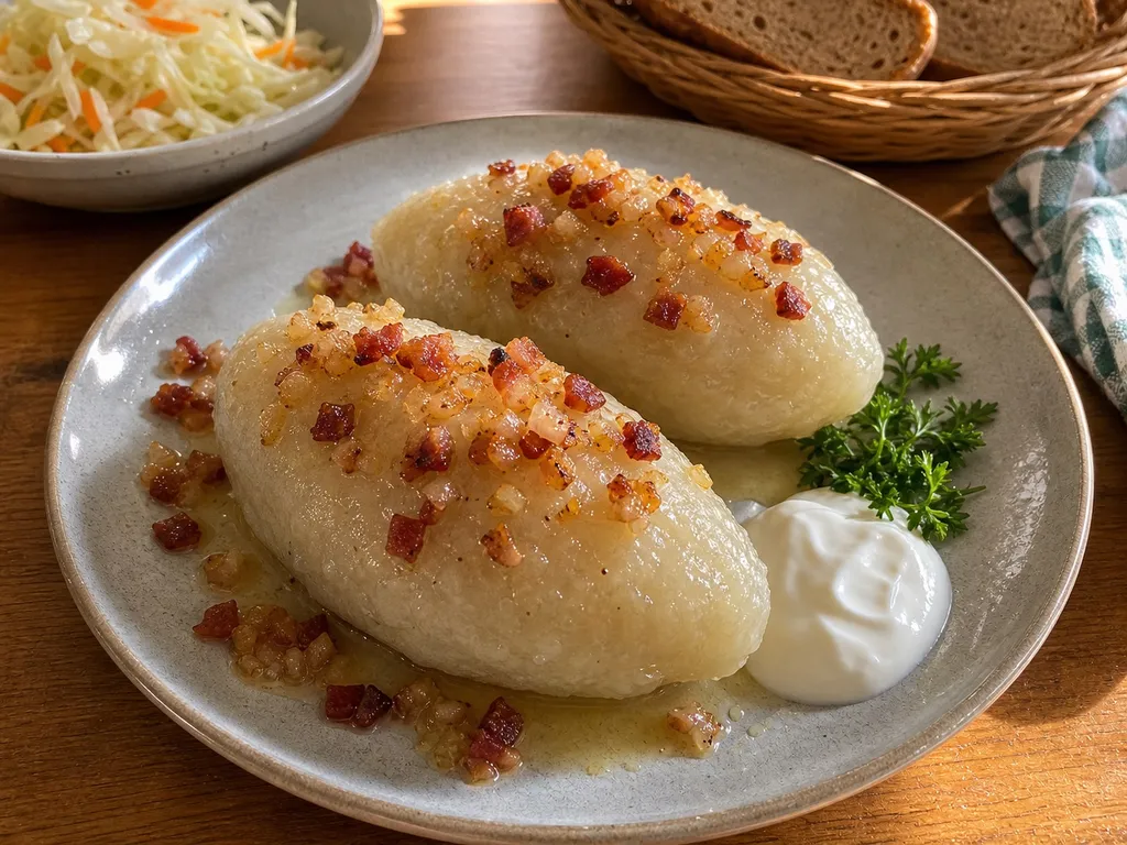 Cepelinai — plated and served