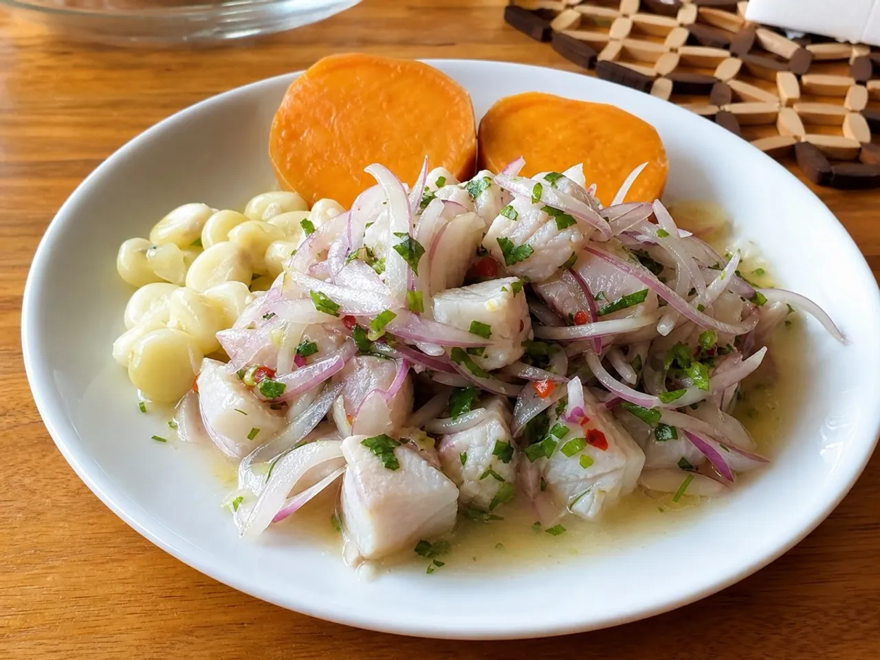 Ceviche — served