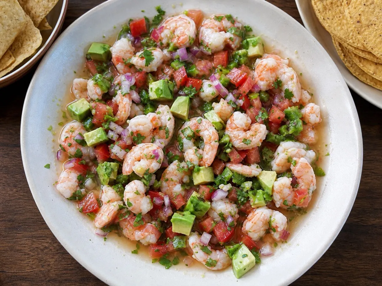 Ceviche-Style Marinated Shrimp — served