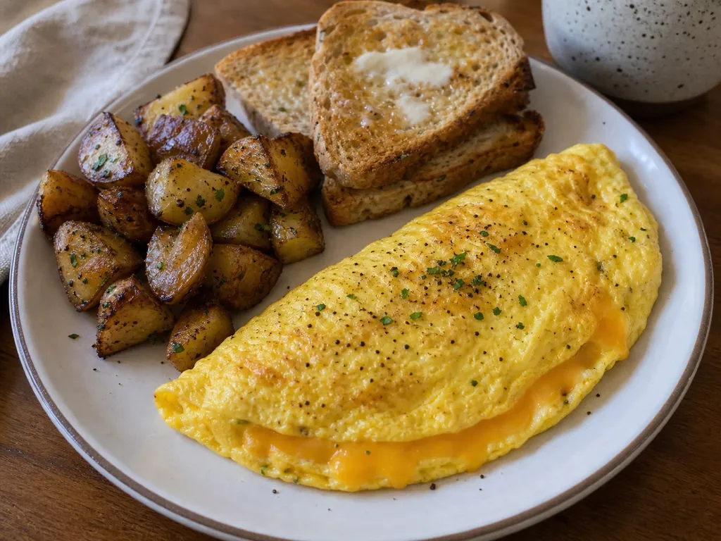 Cheese Omelette — plated and served