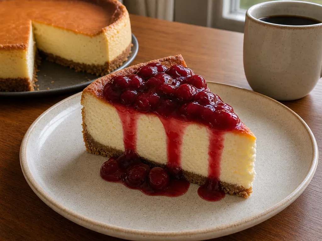 Cheesecake — plated and served