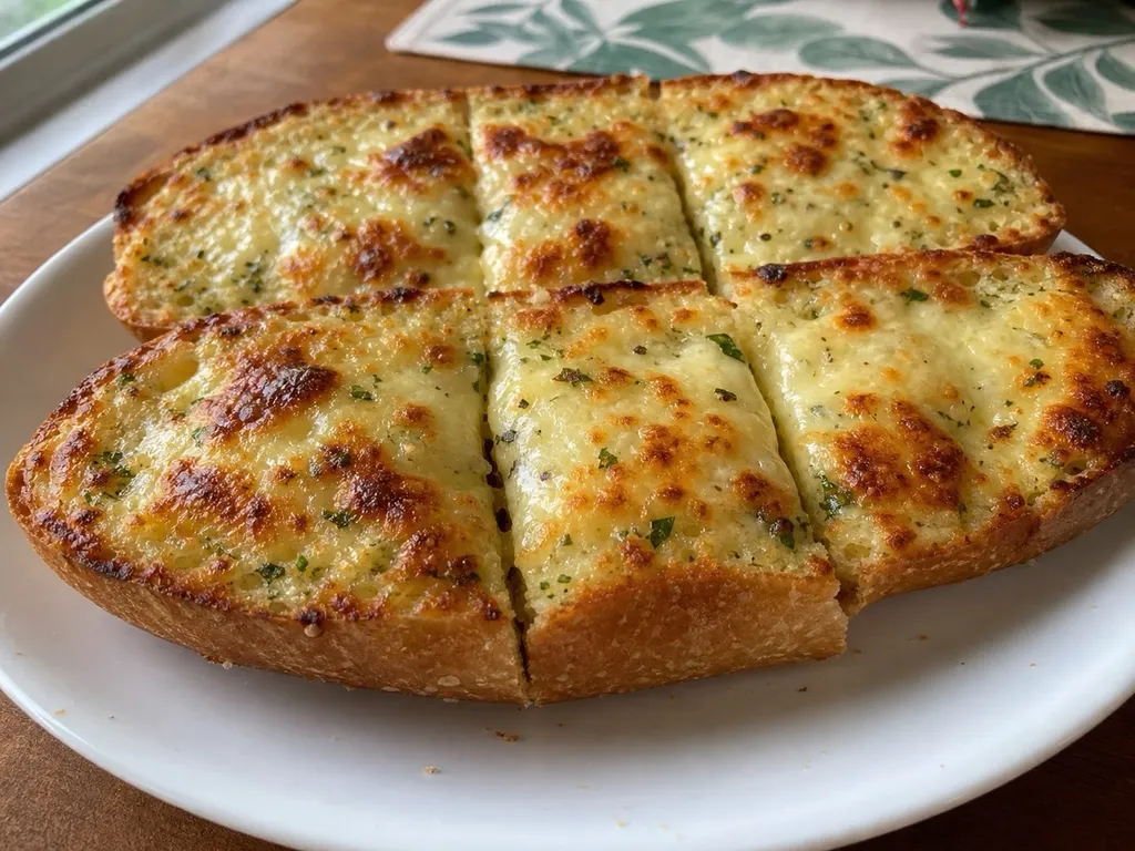 Cheesy Garlic Bread — plated and served